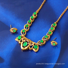 Free Sample 24k Gold Color Malay Jade Jewelry Set (61408)